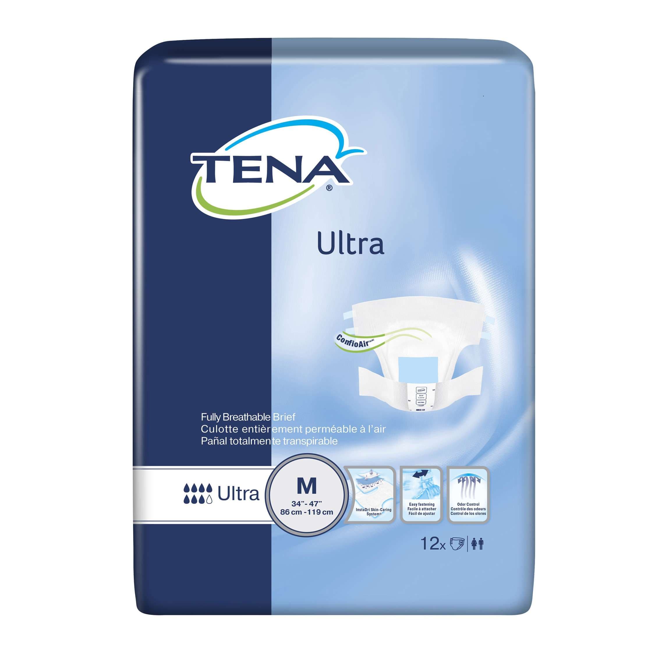 TENA Ultra Heavy Absorbency Gray Adult Incontinence Brief, Medium - Package of 12 - Image 1