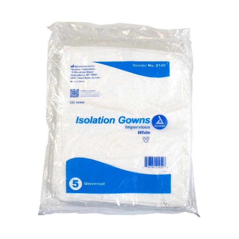 Dynarex Disposable Protective Procedure Gown, White - Case of 50