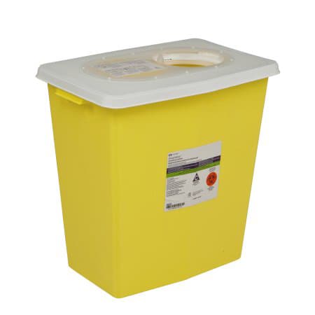 SharpSafety Chemotherapy Waste Container with Gasketed Sliding Lid, 18.75H x 12.75D x 18.25"W - Case of 10 - Image 1
