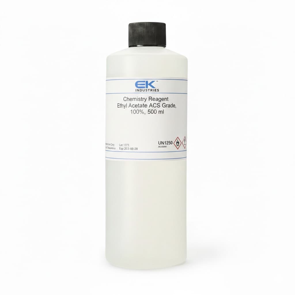 Chemistry Reagent Ethyl Acetate ACS Grade, 100%, 500 ml - Each - Image 1