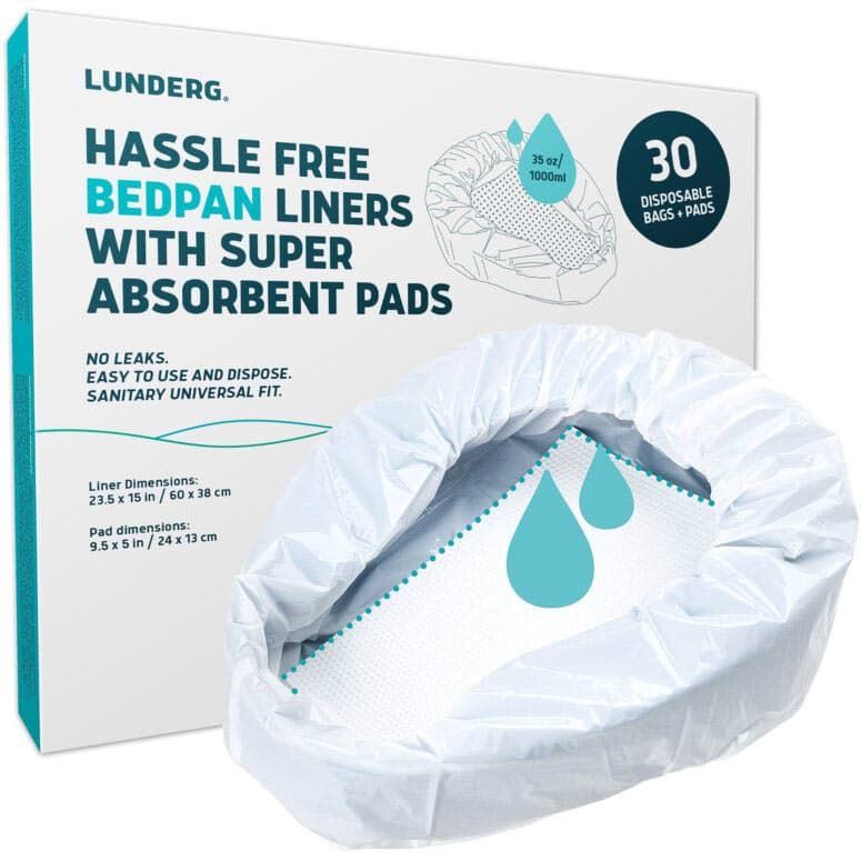 Lunderg Bedpan Liners with Super Absorbent Pads