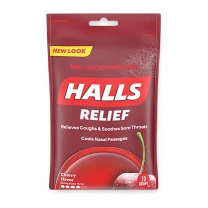 Halls Relief Cough and Sore Throat Drops, Cherry - Each - Image 1