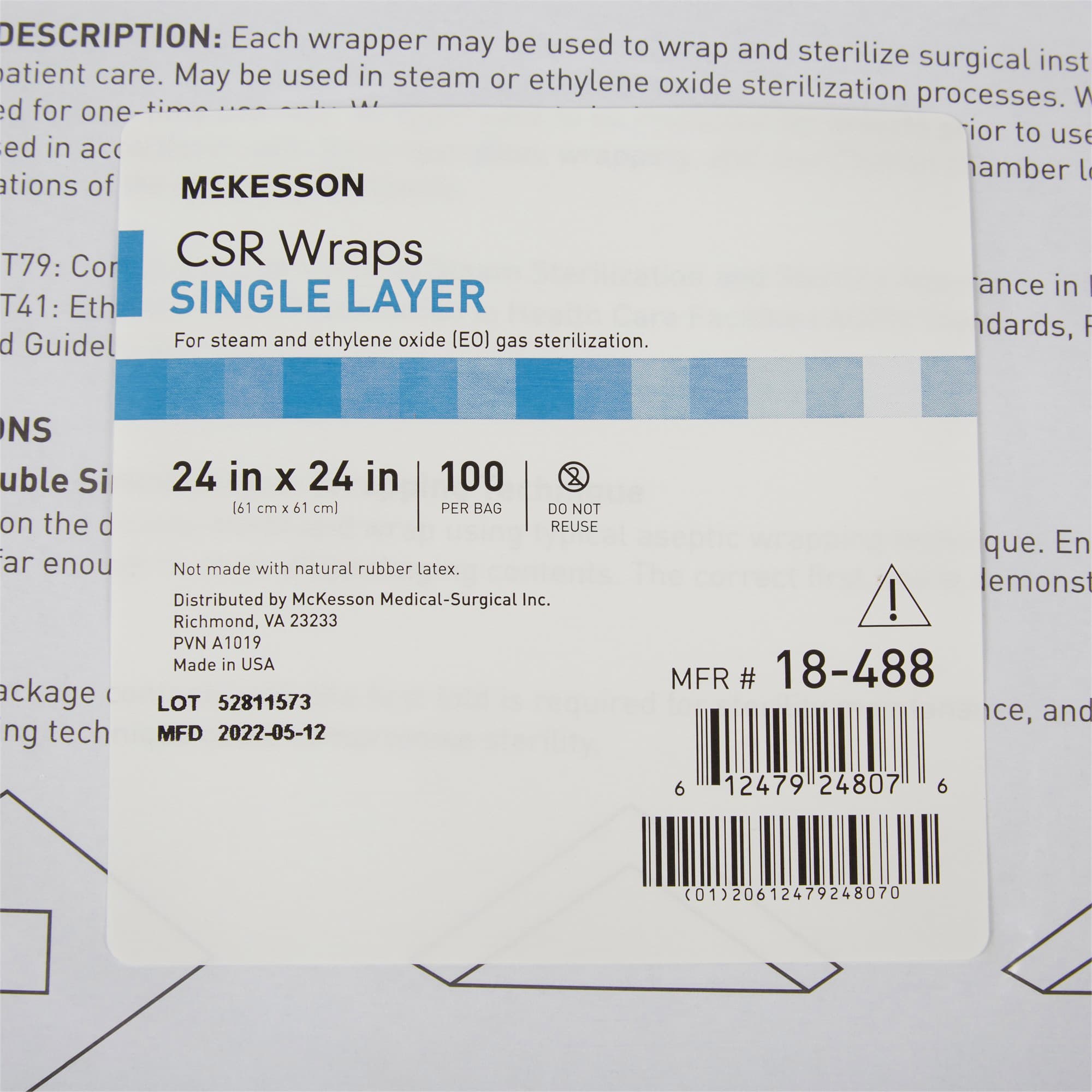 McKesson Sterilization Wrap Blue Single Layer Disposable - Image 4