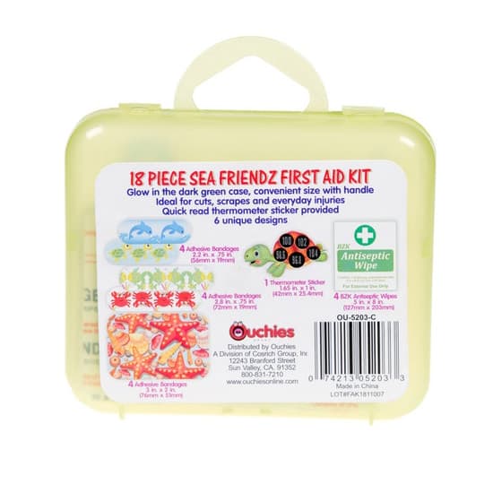 Ouchies Sea Friendz First Aid Kit for Kids, 18 Piece