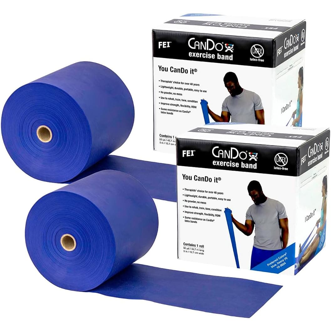 CanDo Twin-Pak Low Powder Exercise Band, Blue, Heavy - Image 1