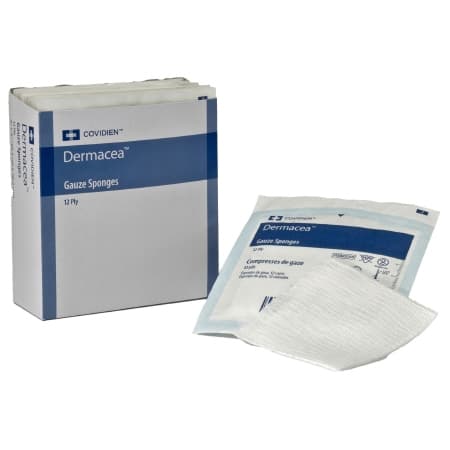 Covidien Dermacea Gauze Sponge, 12-Ply, 3 x 3 Inch, Sterile - Box of 25 - Image 1