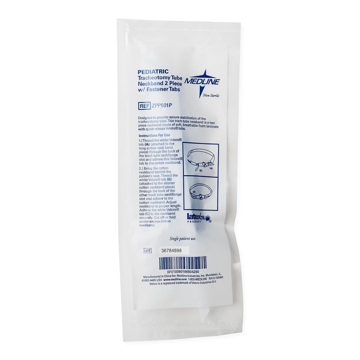 Medline Tracheostomy Tube Holder, 2-Piece, 13.5 Inch, Pediatric - Each - Image 1