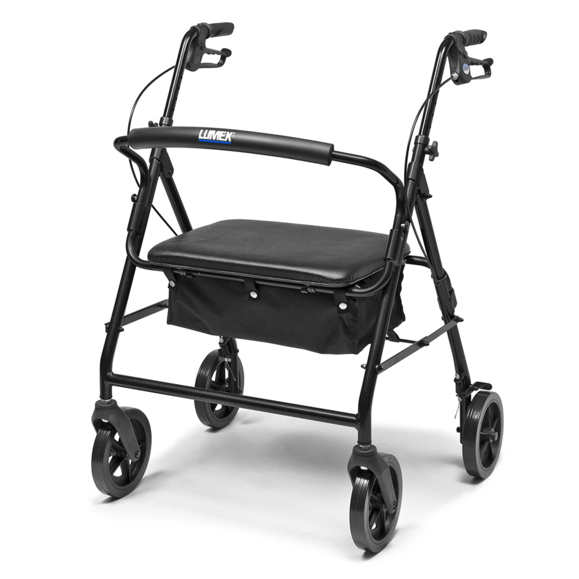 Walkabout Four-Wheel Imperial Rollator with Contoured Backbar, Black - Each - Image 1