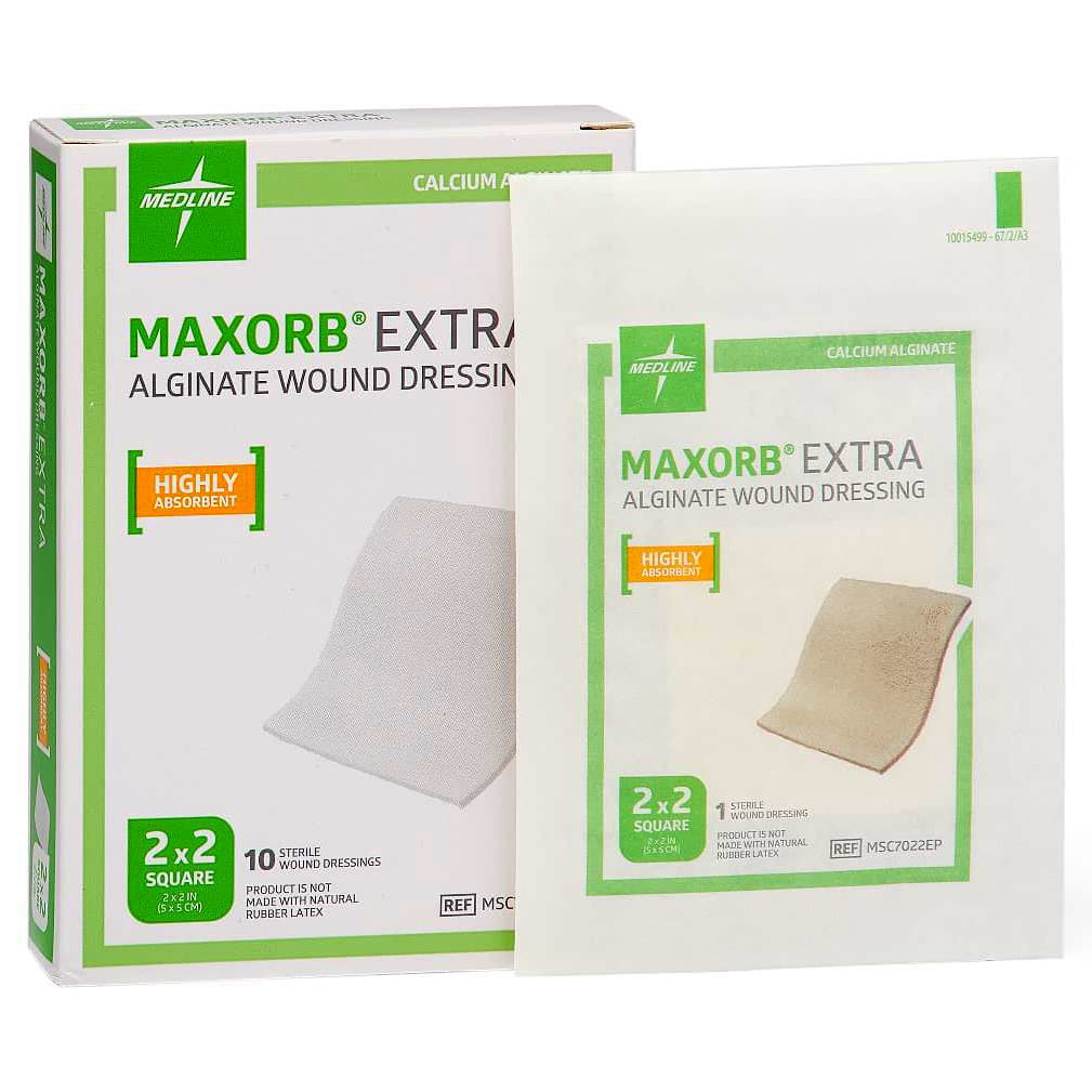 Maxorb Extra CMC-Alginate Wound Dressing, 2 x 2 Inch - Case of 100 - Image 1