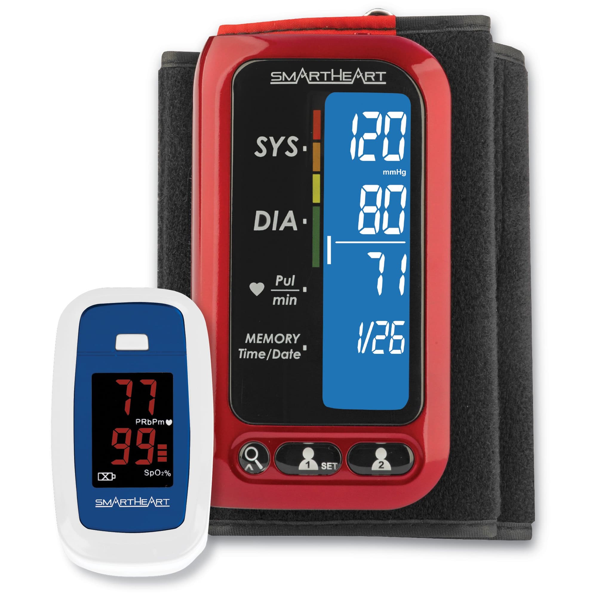 SmartHeart Digital Blood Pressure Monitor with Pulse Oximeter – Adult Arm Cuff