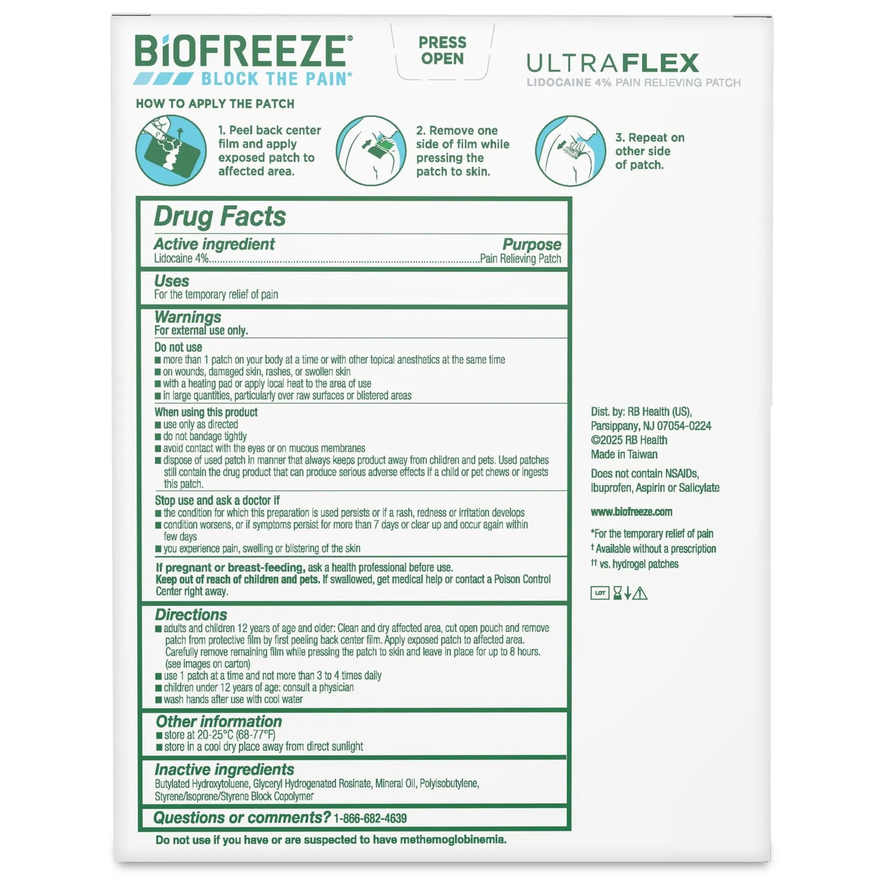 Biofreeze UltraFlex Lidocaine Patch - Box of 4 - Image 2