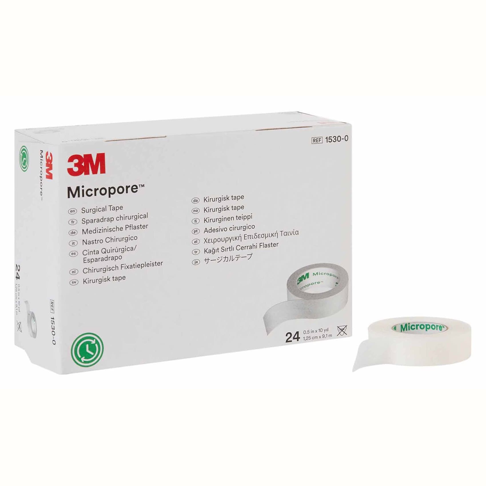 3M Micropore Waterproof Skin Friendly Surgical Tape, 0.5 Inch x 10 Yards, White - Box of 24 - Image 1