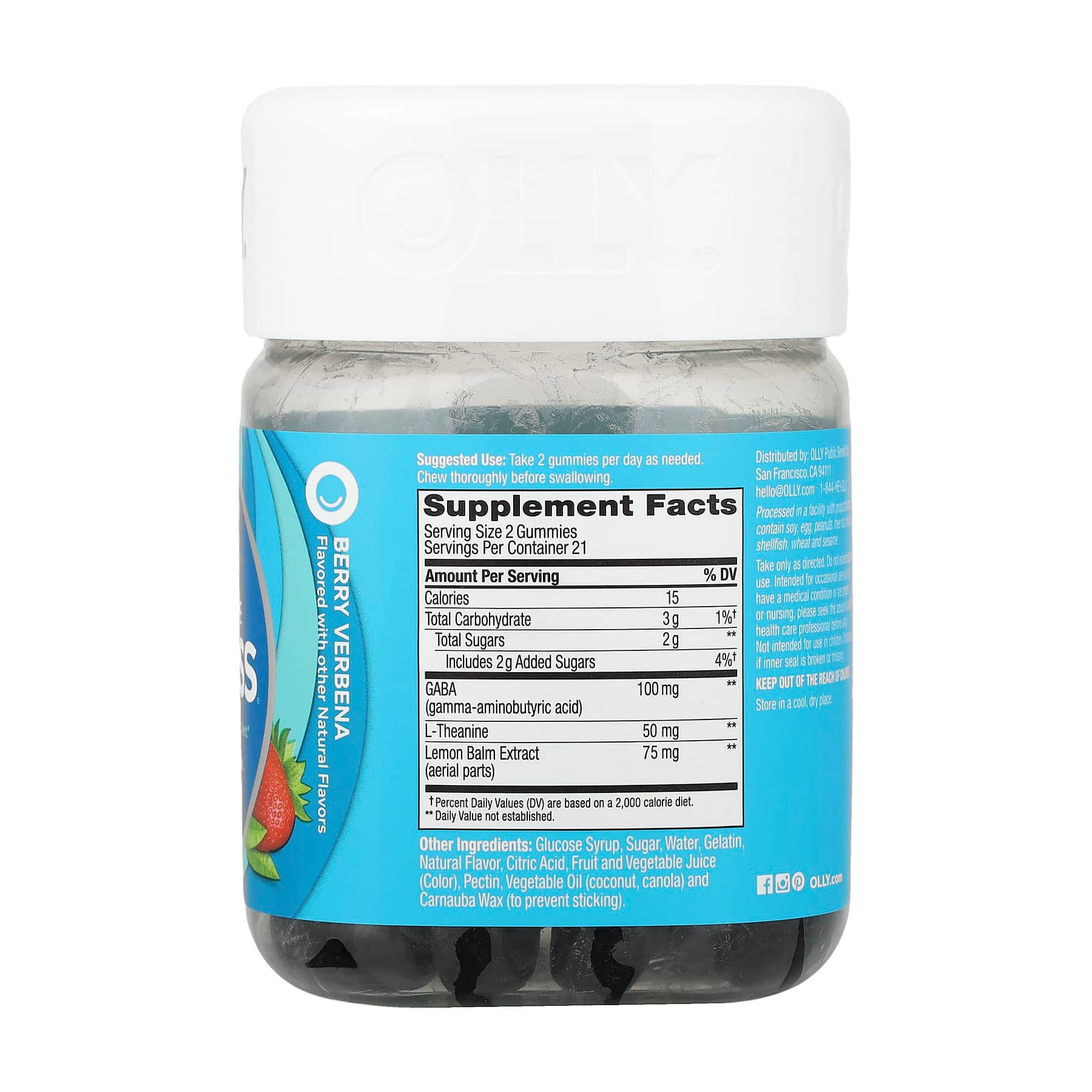 OLLY, Goodbye Stress, Berry Verbena Gummies - Bottle of 42 - Image 2