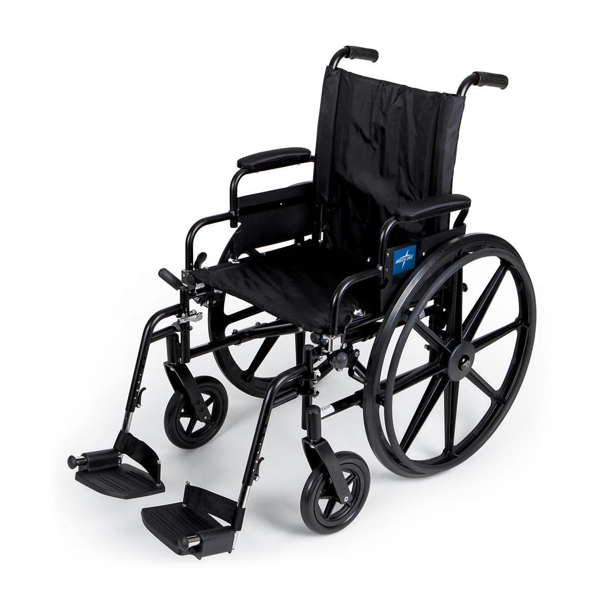 Medline Excel K4 lightweight wheelchair 20"W x 18"D with Swing-Back Desk-Length Arms and Swing-Away Footrests - Image 1
