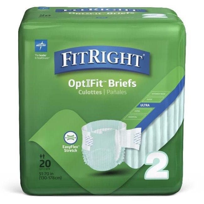 FitRight OptiFit Stretch Ultra Incontinence Briefs, Size 2 - Case of 80 - Image 1