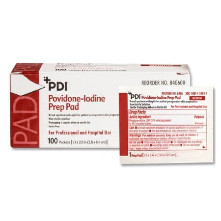 PDI NonWoven Gauge Faint Iodine PVP Prep Pad, 1.19 x 2.25 Inch - Case of 1000 - Image 1