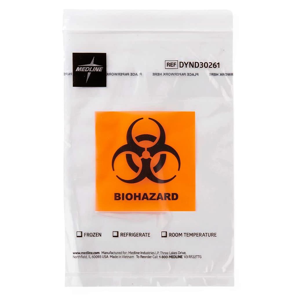 Zip-Style Biohazard Specimen Bags, 6 x 9 Inch - Case of 1000 - Image 1