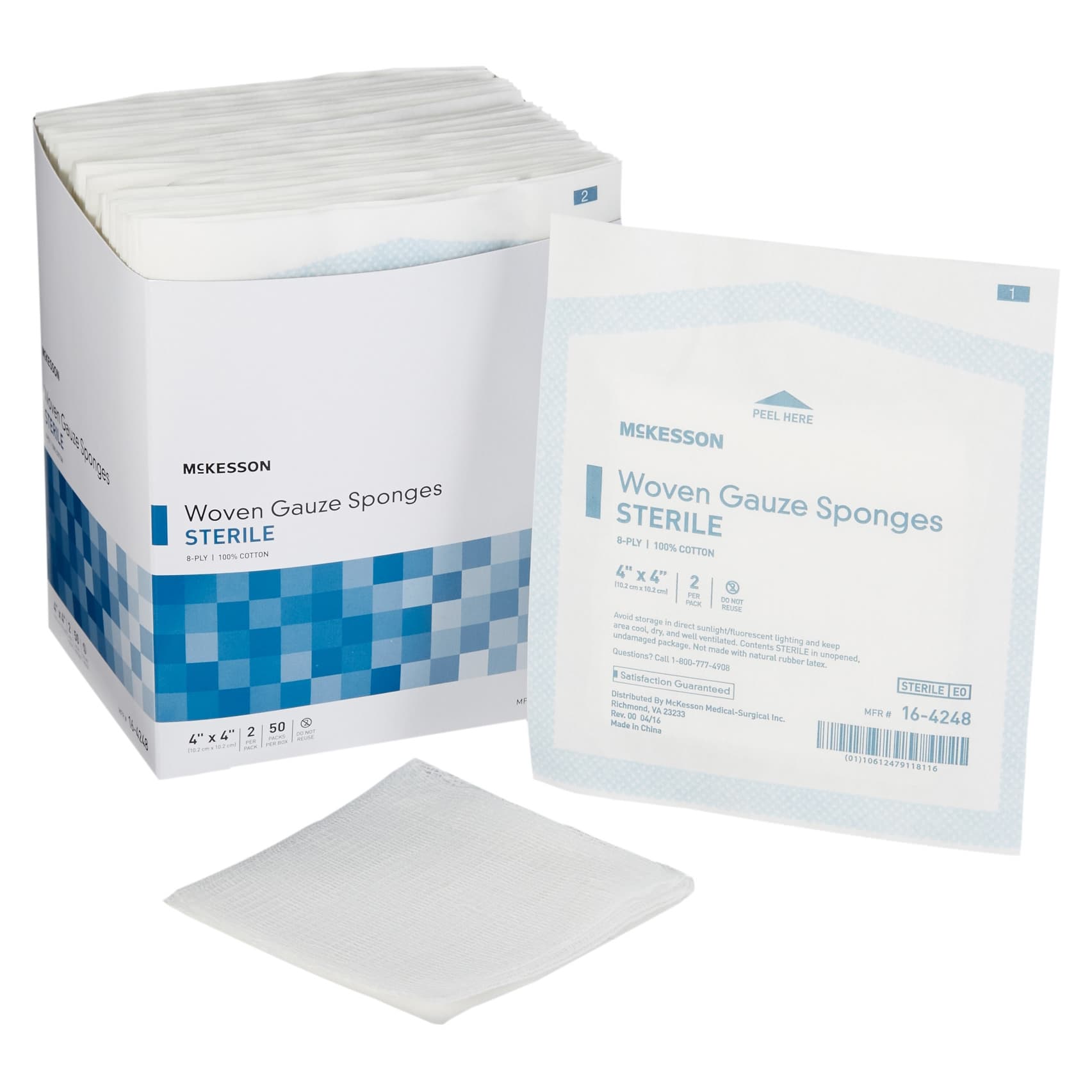 McKesson Sterile Gauze Sponges, 8-Ply, 4 x 4 Inch - Box of 50 - Image 1