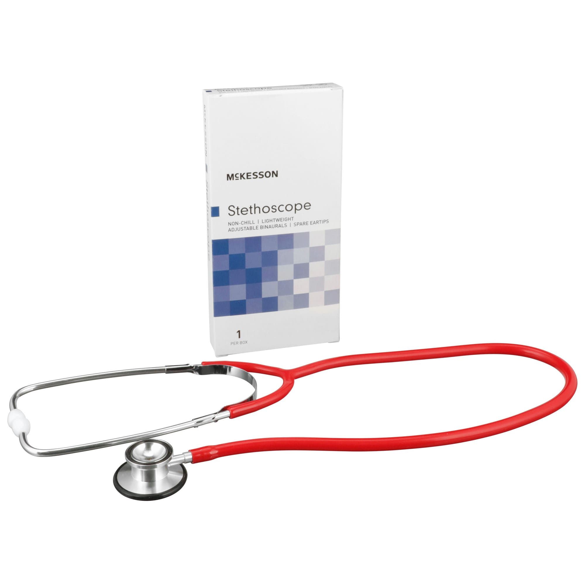 McKesson General Exam Stethoscope, Red, 22 Inch Tube - Image 1