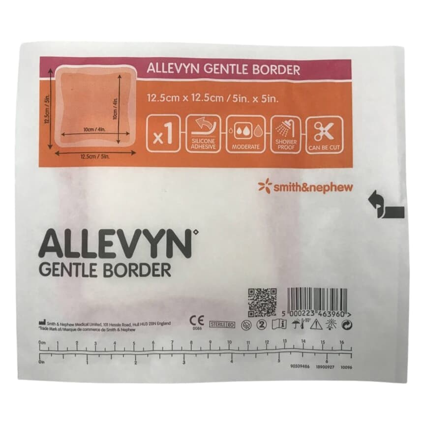 Allevyn Gentle Adhesive Hydrocellular Foam Dressing with Border, 5" x 5" - Image 1