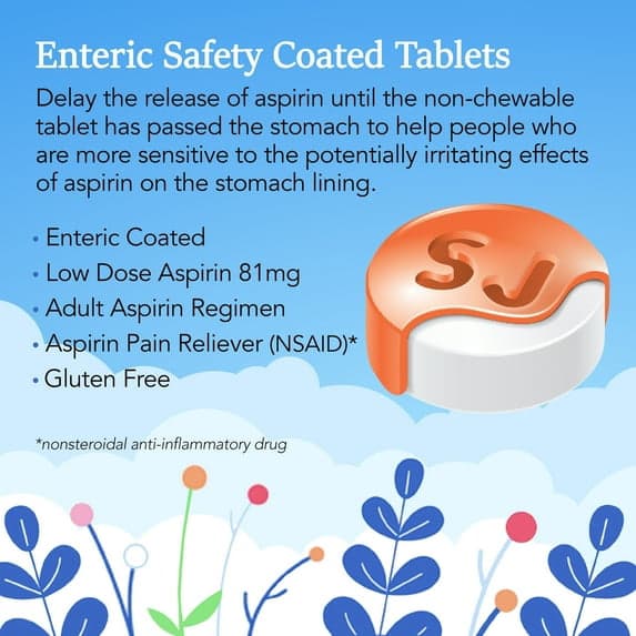 St. Joseph Low Dose Enteric Safety Coated Aspirin, 81 mg - Pack of 120 - Image 3