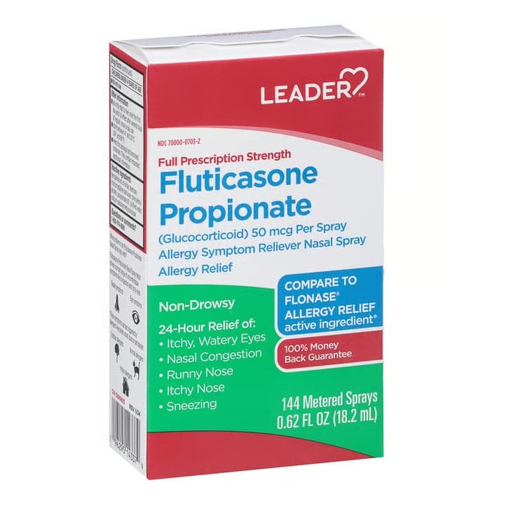 Leader 24 Hour Fluticasone Propionate Allergy Relief Nasal Spray , 50mcg, 0.62 oz - Each - Image 1