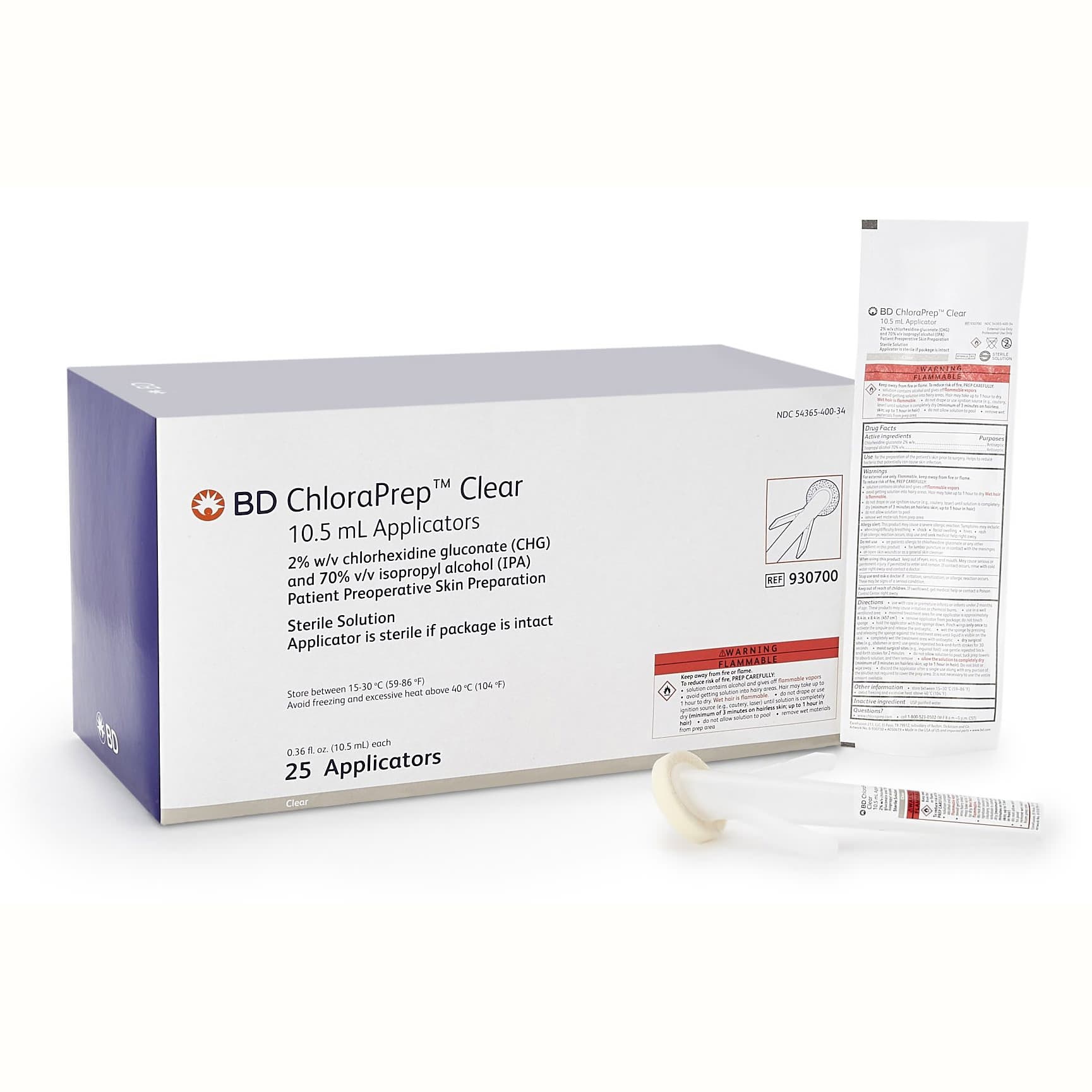 ChloraPrep Clear Skin Prep Solution Foam Applicator, 10.5 mL - Case of 100 - Image 1