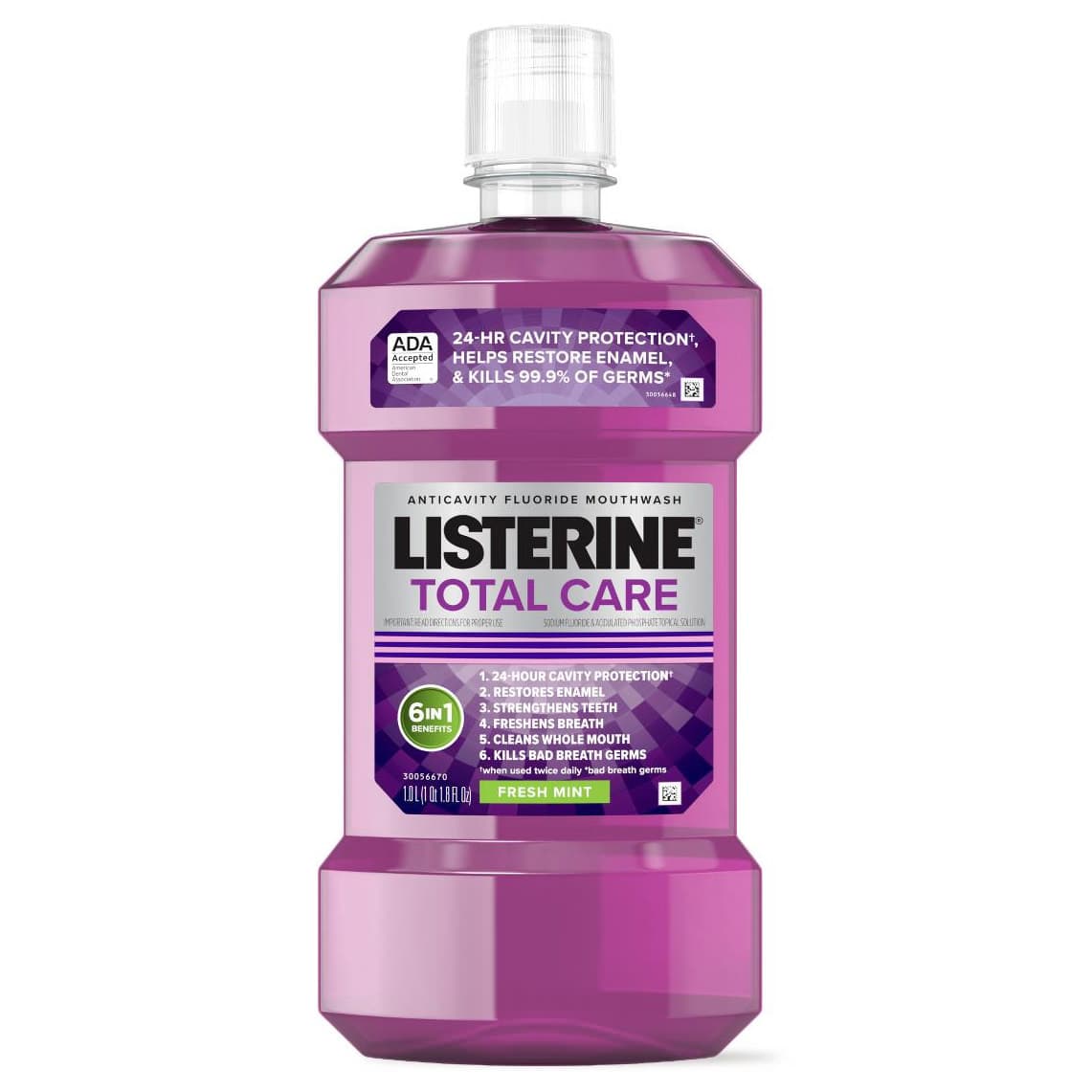Listerine Total Care Anticavity Mouthwash, Fresh Mint, 1 L - Case of 6 - Image 1