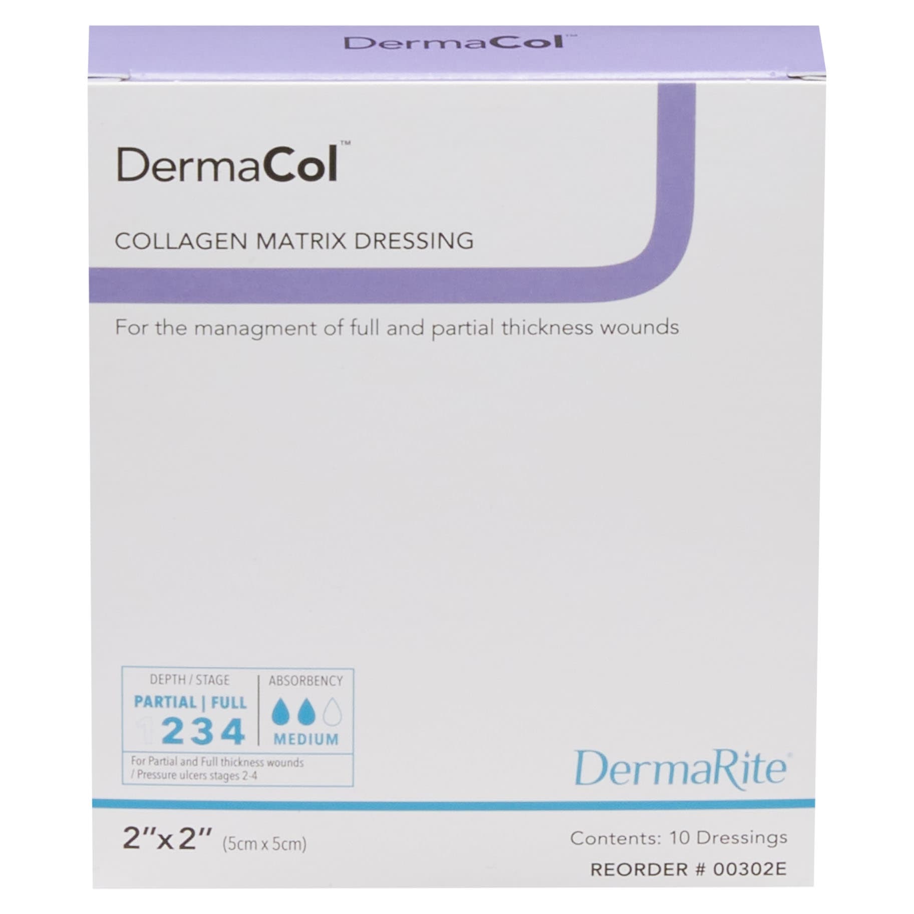 DermaCol Collagen Matrix Wound Dressing, 2 x 2 Inch - Box of 10 - Image 1