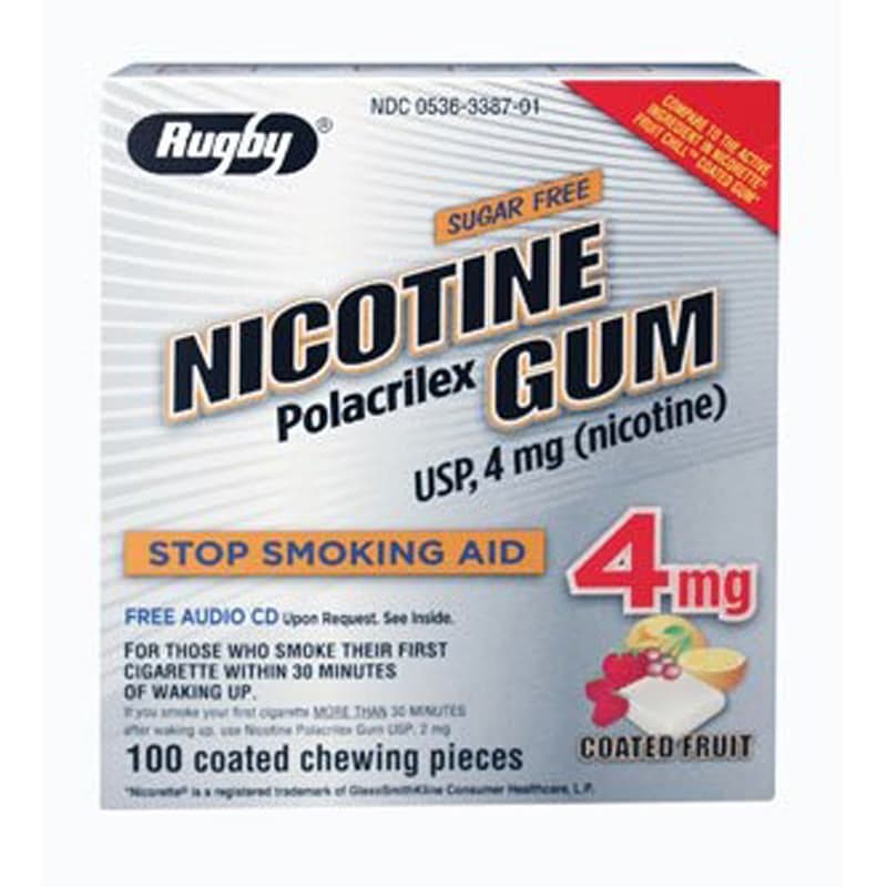 Rugby 4 mg Strength Nicotine Polacrilex Fruit Flavor Gum, Sugar Free - Pack of 100 - Image 1