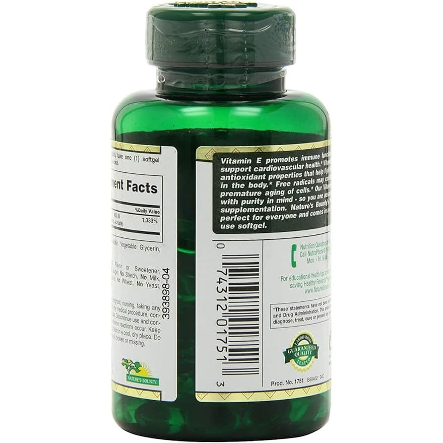 Nature's Bounty E-400 IU, 180 mg - Bottle of 120 - Image 3