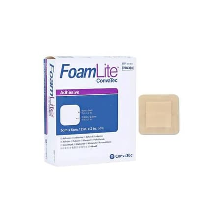 ConvaTec FoamLite Foam Dressing, Square, 2" x 2" - Box of 10 - Image 1