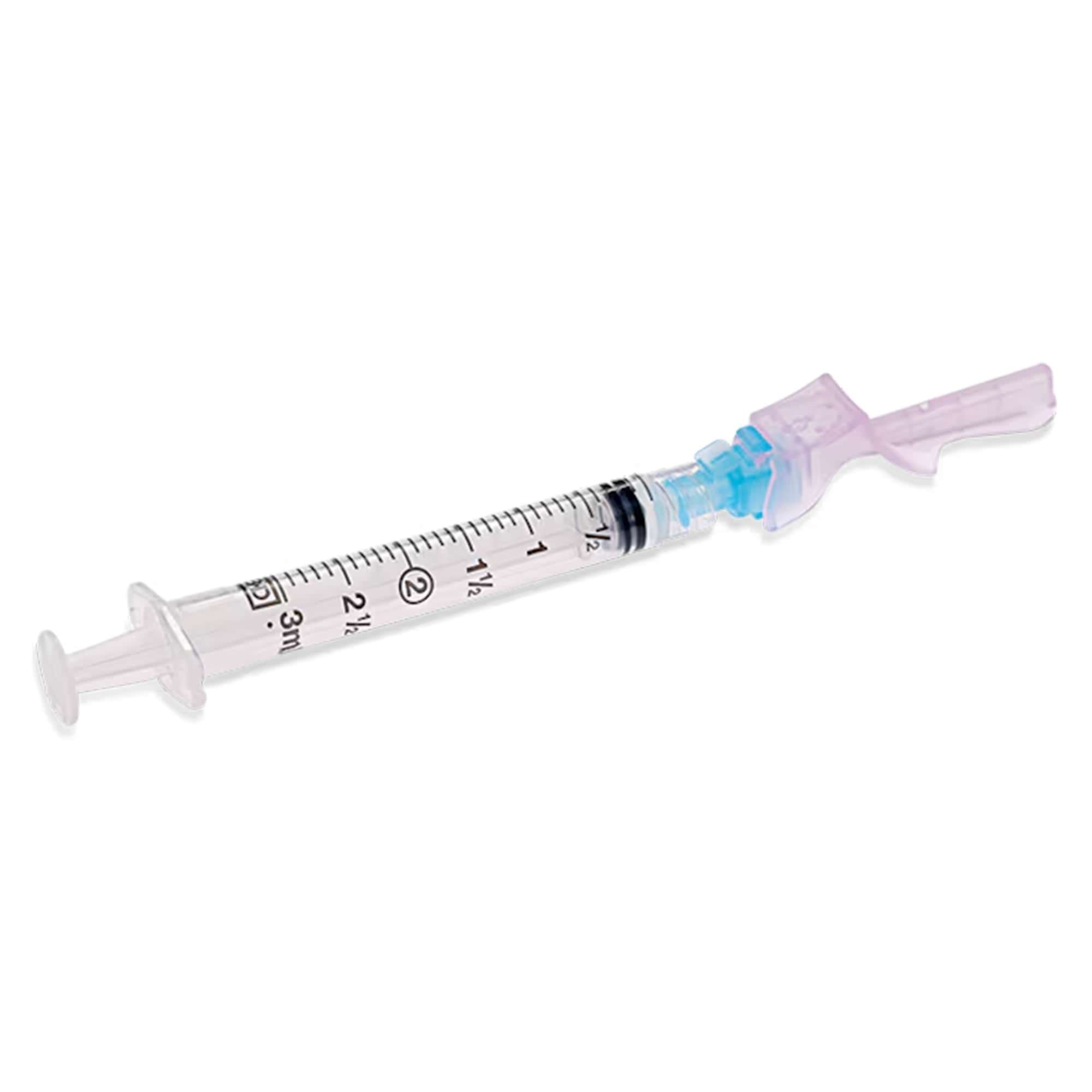 BD Eclipse Safety Hypodermic Syringe with Needle, Luer Lock Tip, 3 mL, 23 Gauge, 1-1/2 Inch - Case of 300 - Image 1