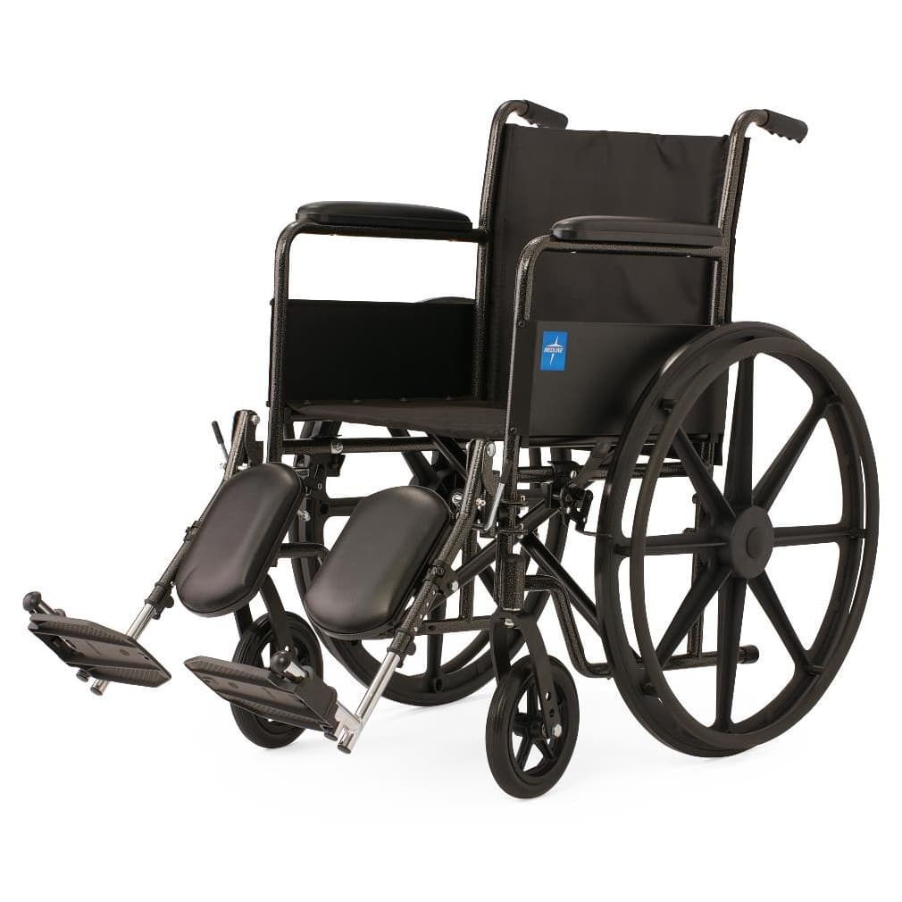 Medline Guardian K1 standard wheelchair 16"W x 16"D Seat Vinyl with Swing-Back Desk-Length Arms and Elevating Leg Rest - Image 1