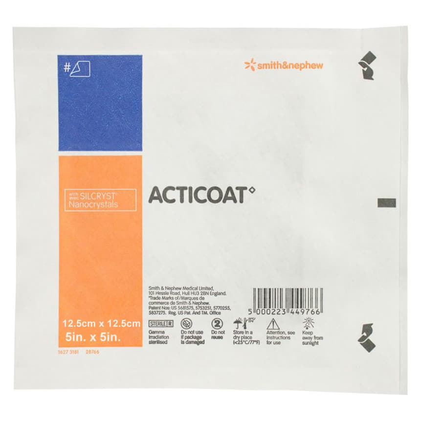 Acticoat Antimicrobial Barrier Burn Dressing, 5" x 5" - Image 1
