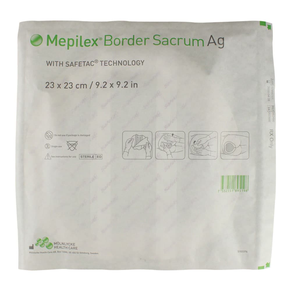 Mepilex Border Sacrum Ag Dressing, 9.2 x 9.2 Inch - Each - Image 1
