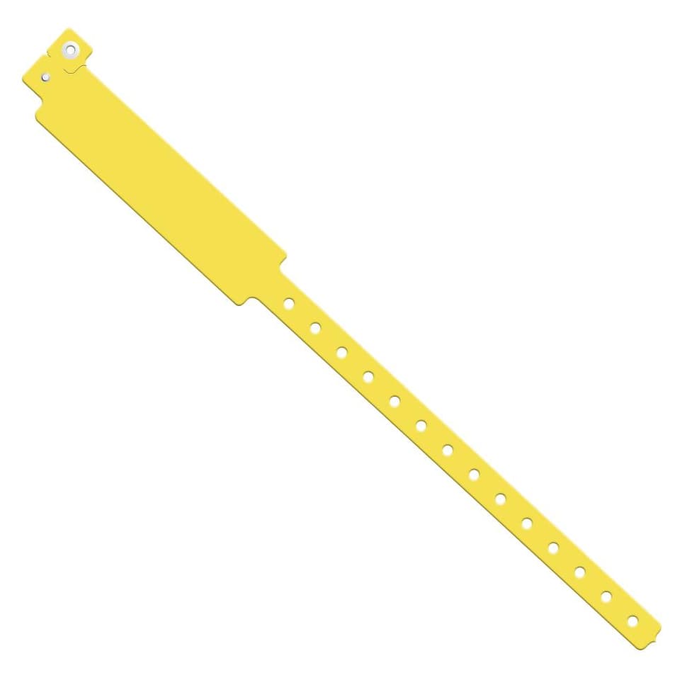 Vinyl ID Band with Snap Closure, Write-On Wide Face, 1" x 12", Yellow - Box of 500 - Image 1