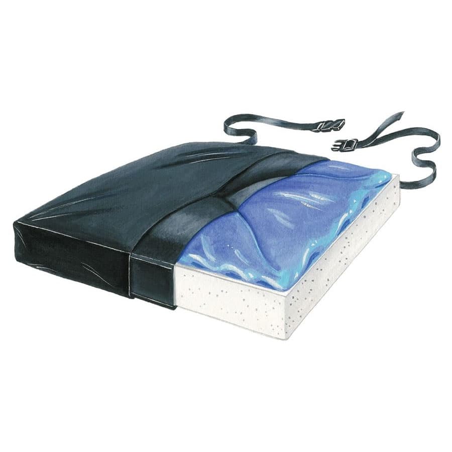 Skil-Care Noninflatable Incontinence-Proof Foam and Gel Seat Cushion, Black
