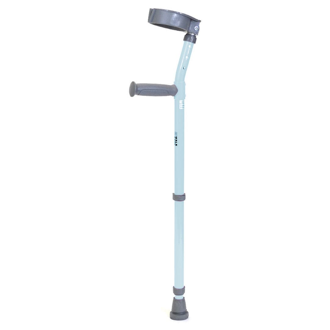 Walk Easy youth forearm height adjustable crutches with 3.5" full cuff (pair) - Pastel blue - Image 1