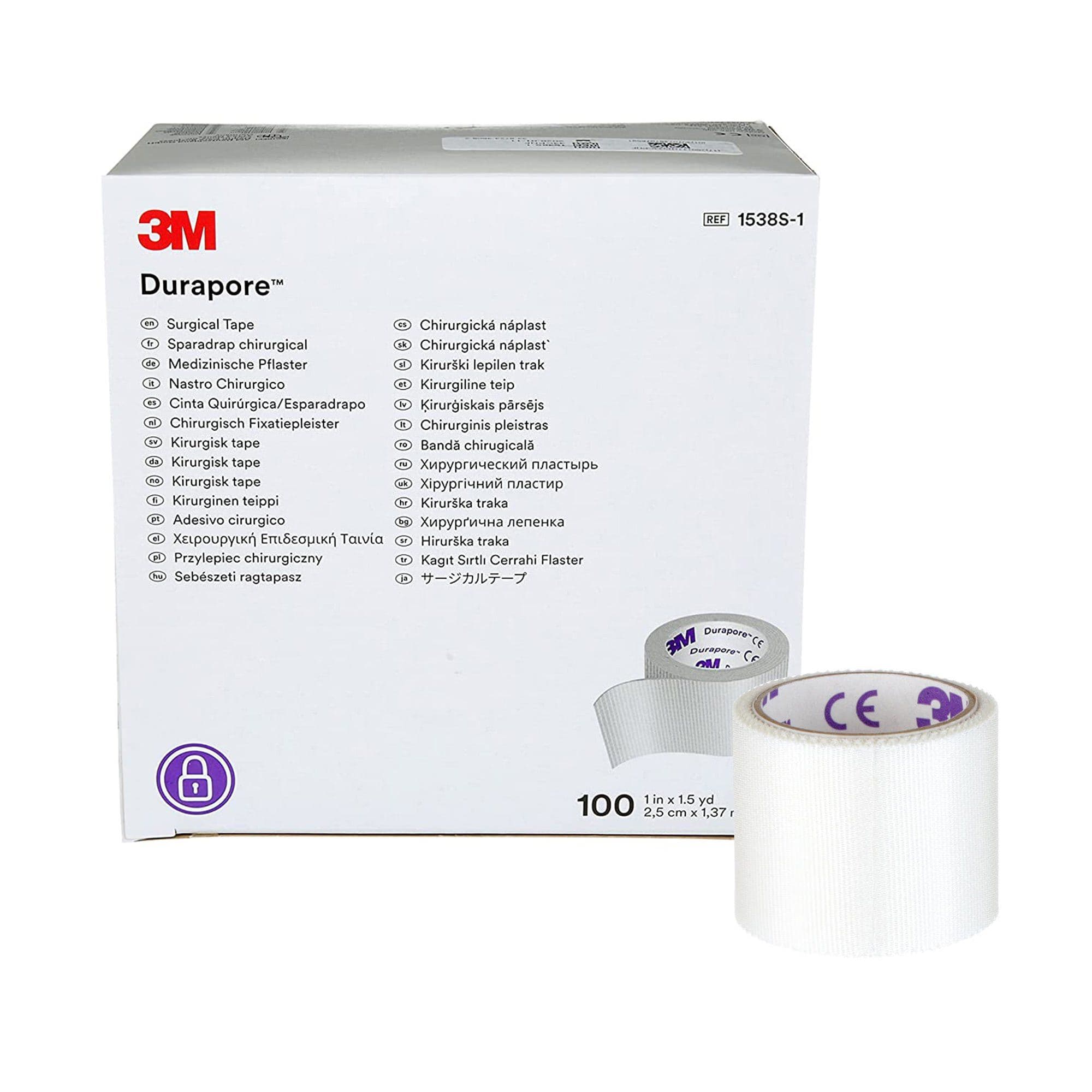 3M Durapore Silk-Like Cloth Surgical Tape 1" x 1-1/2 yards - Each - Image 1