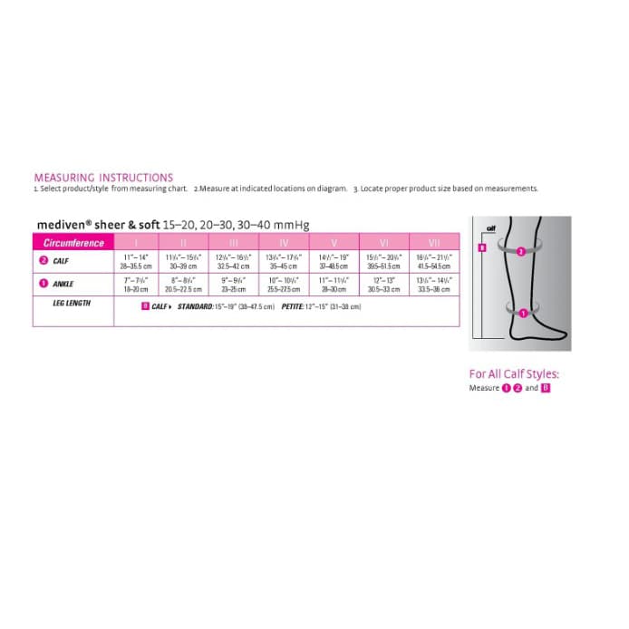 Mediven Sheer & Soft Petite Closed Toe Calf High Compression Stockings - Image 2