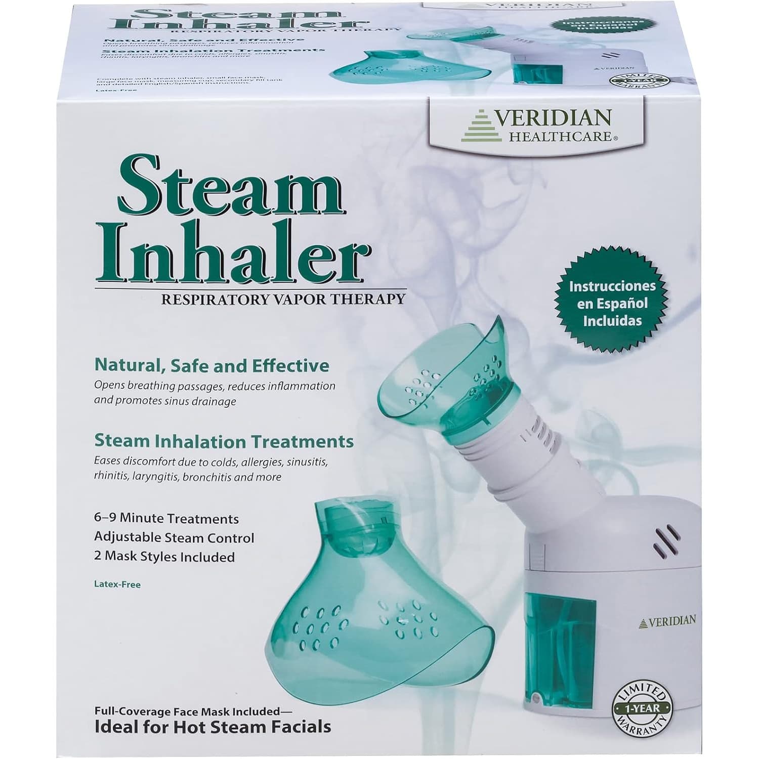Veridian Steam Inhaler Distilled Water Respiratory Vapor Therapy System - Image 3