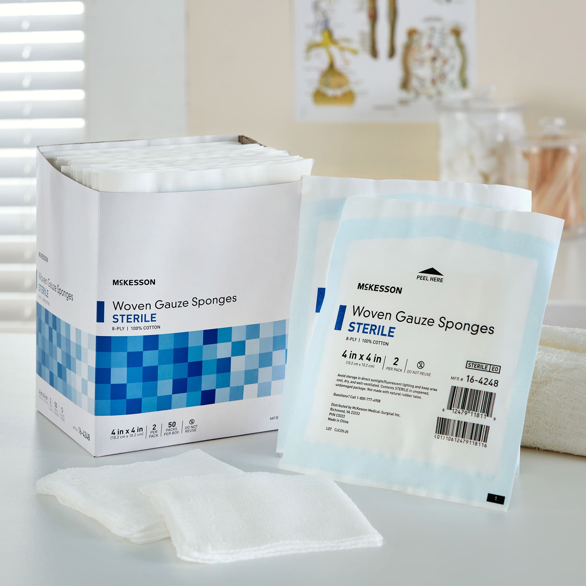 McKesson Sterile Gauze Sponges, 8-Ply, 4 x 4 Inch - Package of 2 - Image 1