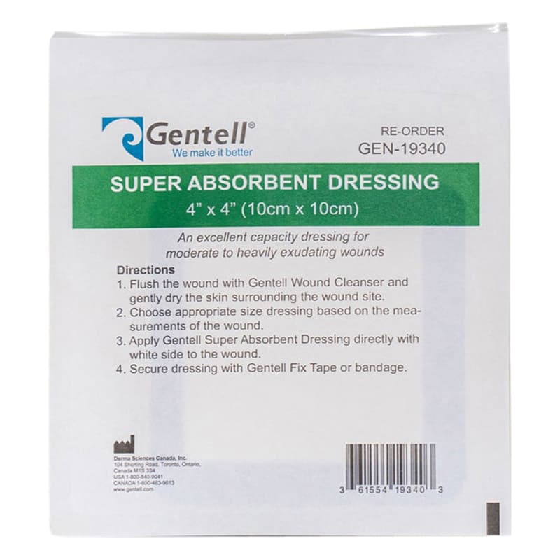Gentell Super Absorbent Non-Adherent Dressing, 4 x 4 Inch - Box of 50 - Image 1
