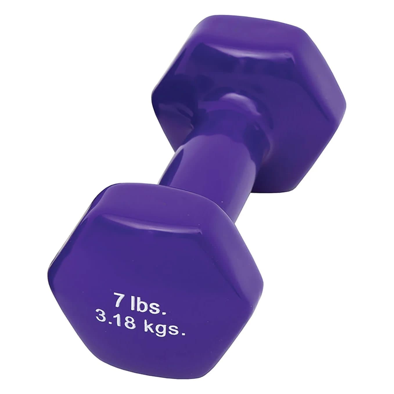 CanDo vinyl coated dumbbell, Purple, 7 Lb - Each - Image 1