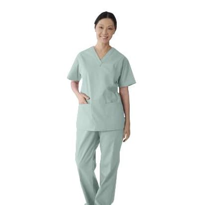 Medline ComfortEase Women's V-neck Tunic Scrub Top, 2-Pockets, Seaspray, Small - Each - Image 1