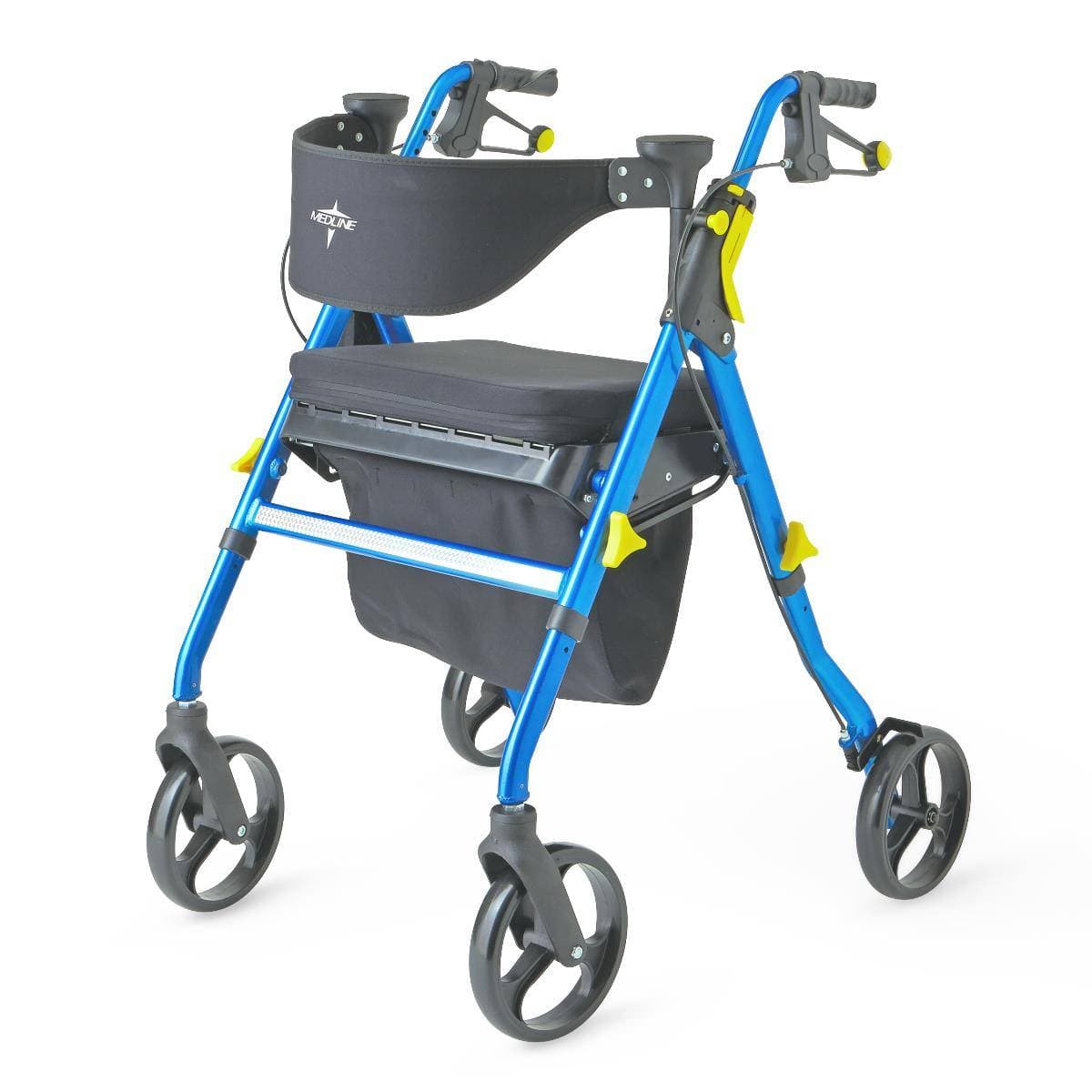 Medline Empower Rollator Walker with Padded Backrest, Without Microban-Treated Touch Points, Blue - Image 1