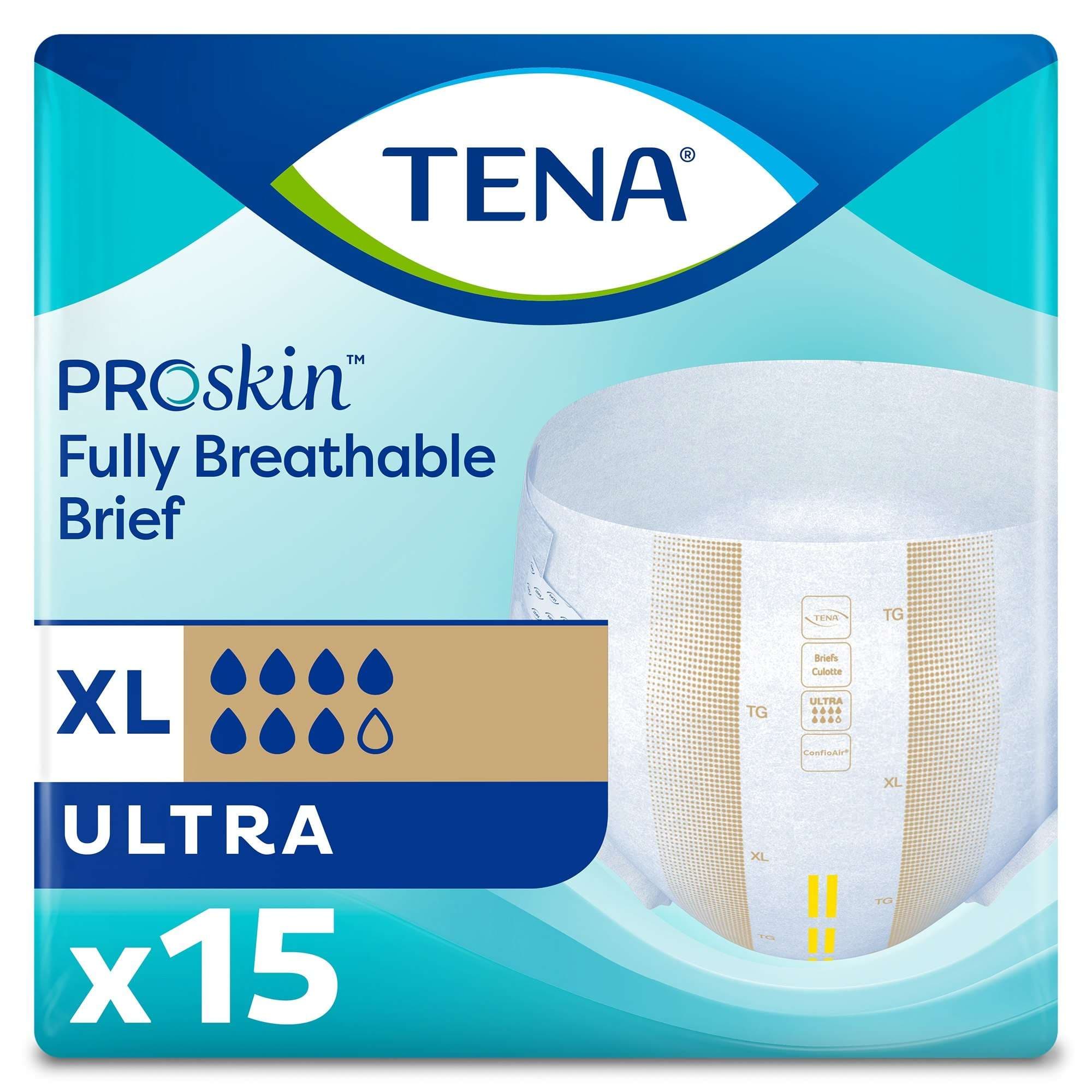 TENA ProSkin Ultra Fully Breathable Brief, Extra Large - Bag of 15 - Image 1