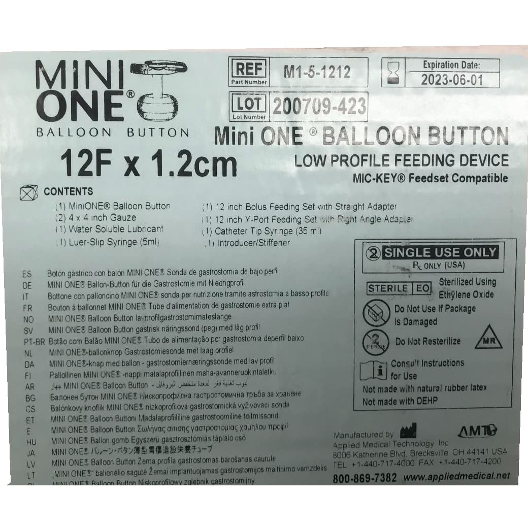 AMT MiniONE Low Profile Balloon Button Gastrostomy Tube Kit - Image 4