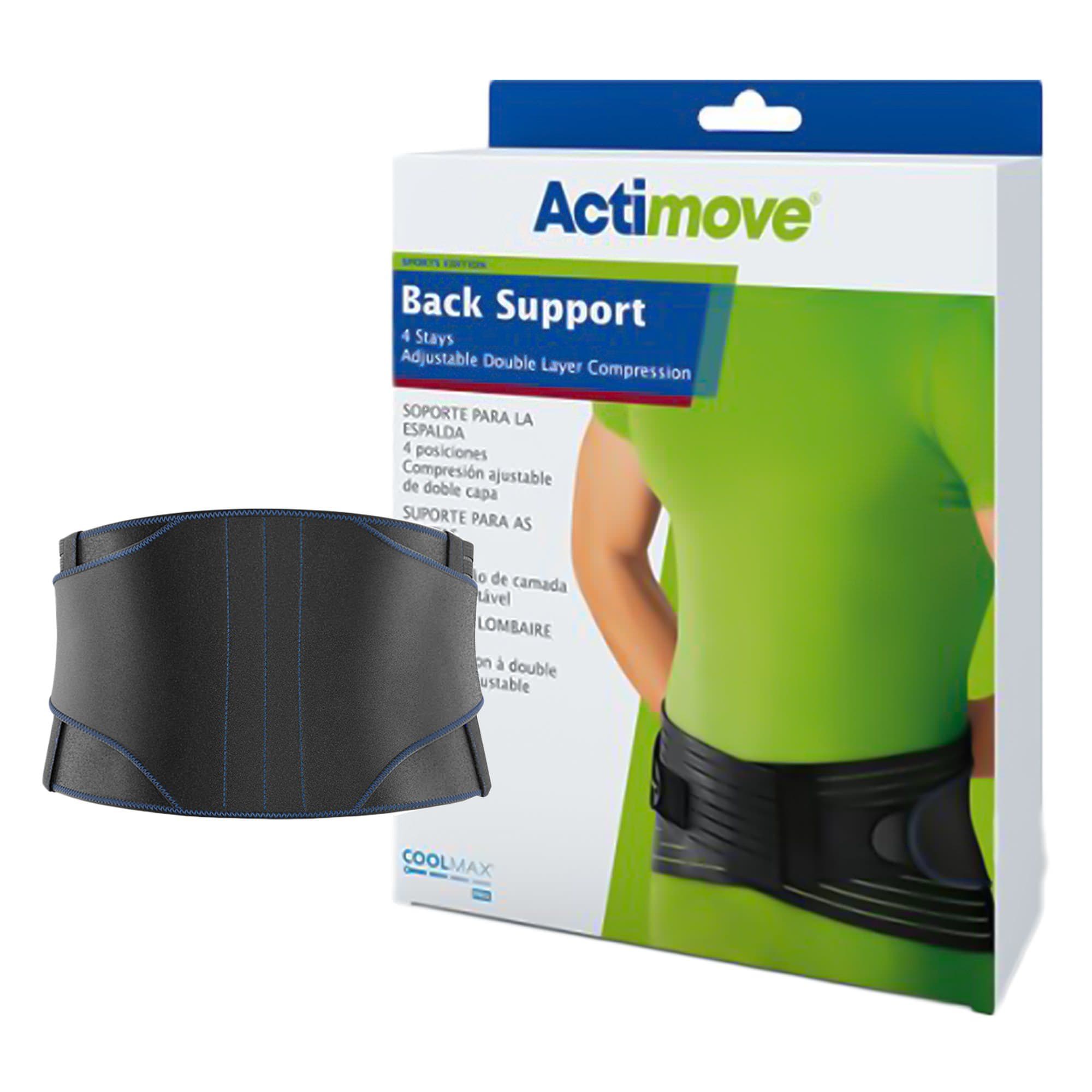 Actimove Back Support 4 Stays Adjustable Double Layer Compression X-Large Black - Image 1